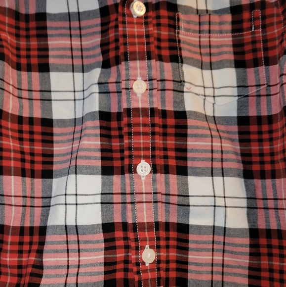 ⛄️Vintage Janie and Jack Snowman Lane Red Plaid Button Down Cotton Shirt 12-18 - Picture 3 of 6